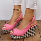 Ladies Graceful Pink High Heels Buckle Wedge Sandals