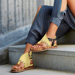 Women's Cute Artificial Leather Flip Flop Flat Sandals