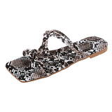 Women's Snake Printed Open Toe Flat Summer Beach Slippers