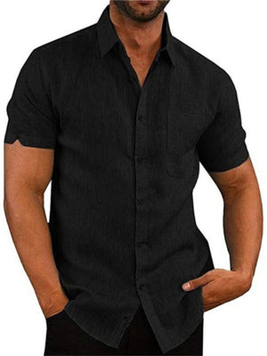 Men’s Trendy Short Sleeve Button Down Lapel Shirt With Pocket