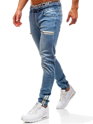 Men's Fashion Cozy Elastic Waist Lace Up Jeans