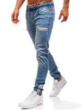 Men's Fashion Cozy Elastic Waist Lace Up Jeans