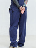 Mens Casual Loose Vertical Linen Hipster Pants