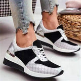 Women's Stylish Contrast Color Lace Up Wedge Shoes