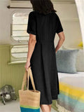 Women's Casual Holiday High Waist Cotton Linen Dress