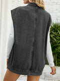 Girl's Summer Street Large Pocket Button Sleeveless Denim Vest