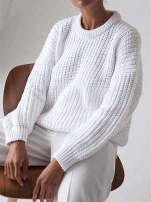 Simple Round Neck Long Sleeve Sweaters