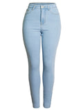 Women's Autumn Season Stretchy Slim Fit Simple Style Denim Jeans