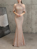Flattering Off Shoulder Sequined Cap Sleeve Mermaid Dress for Formal Party