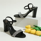 Women's Luxury Shiny Open Toe Chunky Heel Party Sandals