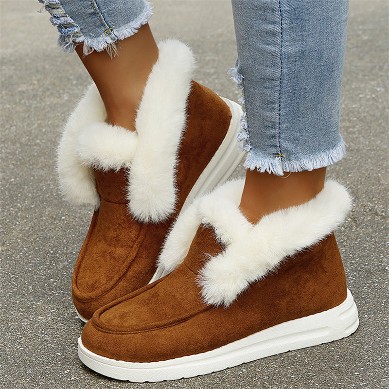 Daily Casual Rubber Outsole Women Warm Plush Loafers
