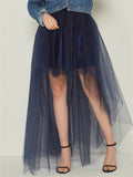 Casual Trendy Irregular Hem Sexy Tulle Solid Color Skirts For Women