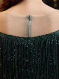 Shimmering Sequined Illusion Neck Side Slit Maxi Dress for Formal Party