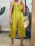 Women's Casual Cropped Cotton Jumpsuit Dungarees