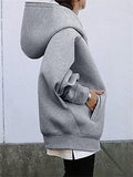 Casual Fashion Street Style Zipper Hooded Plush Hoodies For Women