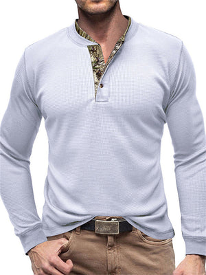 Slim Fit Waffle Basic Henley T-shirts for Men