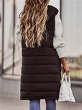 Women's Winter Fashion Long Puffer Vest with Hood