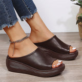 Women's Summer Stylish Thick Sole PU Glossy Slippers