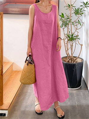 Women's Summer Holiday Sleeveless Linen Dresses