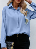 Silky Cozy Female Lapel Solid Color Chiffon Blouse