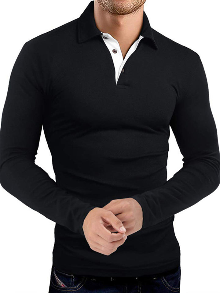 Men's Bodycon Turn Down Collar Business Golf Polo Shirts