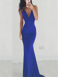 Flattering Low V Neck Backless Strappy Trumpet Dress for Prom