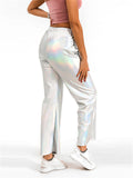 Women's High Waist Straight Leg Bright Metallic Pants