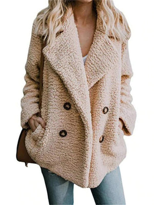 Warm Buttoned Fluffy Coat for Women