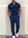 Stylish Summer Men's Oversized Short Sleeve Zipper Jumpsuits