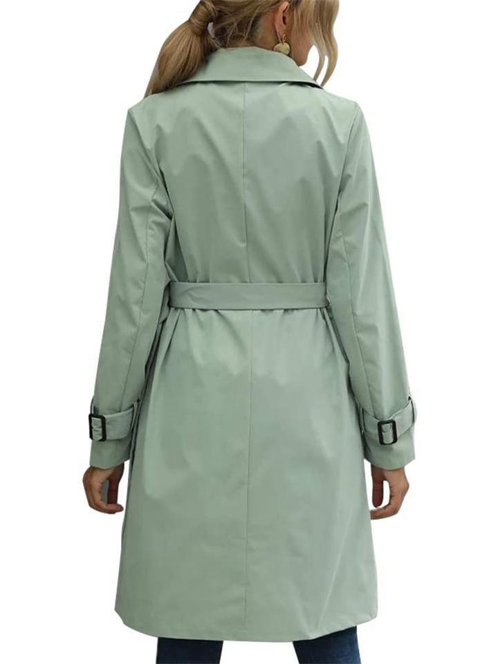 Women's Loose Casual Lapel Belted Double-Breasted Trench Coat