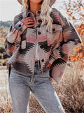 Ethnic Style Aztec Print Woolen Jackets for Women