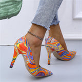 Ladies Unique High Heels Graffiti Pointed Toe Pumps