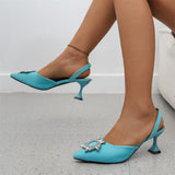 Fashion Sunflower Crystal Pointed Toe Party Pumps for Women