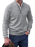 Men's Fashion Stand Collar Quarter Zip Sweaters