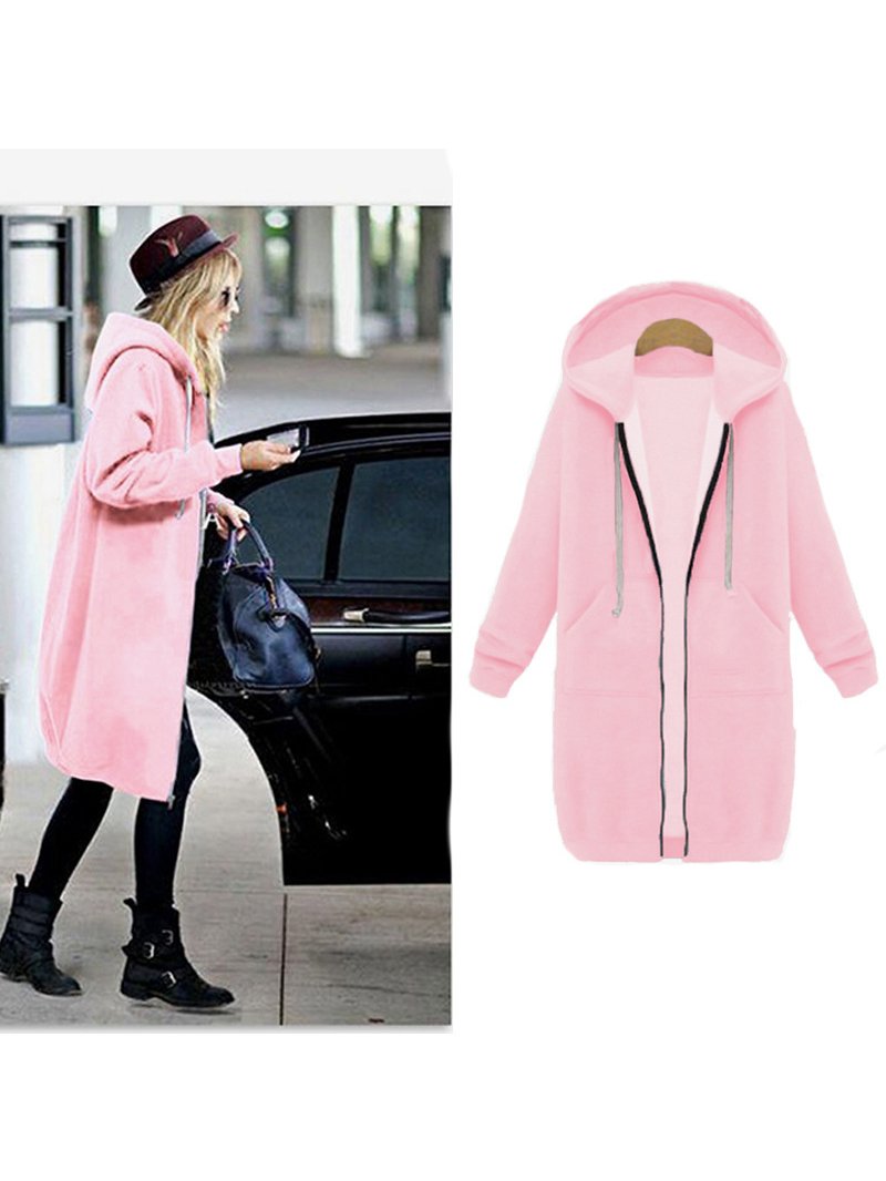 Cute Zip Up Long Hooded Jackets for Women