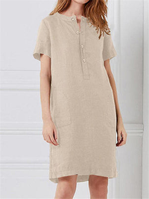 Solid Loose Short Sleeved Dress