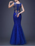 Sexy V Neck Trumpet Mermaid Sleeveless Lace Dress For Prom