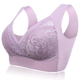Deep Plunge Embroidered Full Cup Wireless Bras - Cameo