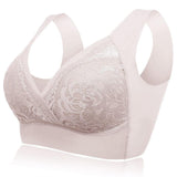 Deep Plunge Embroidered Full Cup Wireless Bras - Nude