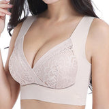 Deep Plunge Embroidered Full Cup Wireless Bras - Green