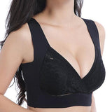 Deep Plunge Embroidered Full Cup Wireless Bras - Cameo