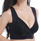 Deep Plunge Embroidered Full Cup Wireless Bras - Green