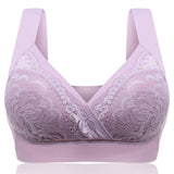 Deep Plunge Embroidered Full Cup Wireless Bras - Green