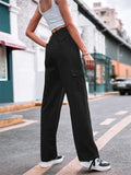 Ladies Summer High-rise Wide Leg Cargo Trousers