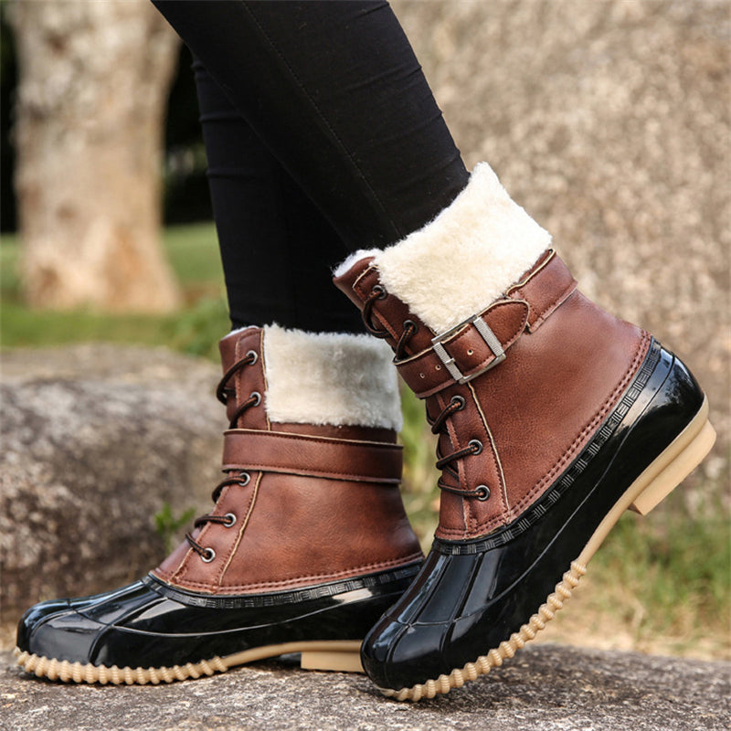 Women's Outdoor Waterproof Soft Rubber Keep Warm Plush Duck Boots
