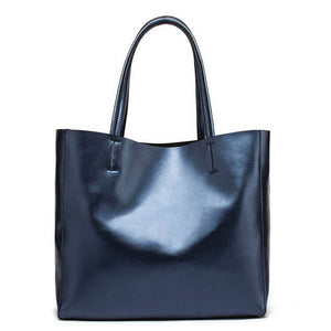 Elegant Lady Simple Style Genuine Leather High Capacity Zipper Handbags
