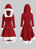 Winter Solid Color Long Sleeve Lace-up Hoodie Dress