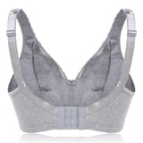 Women Plus Size Deep Plunge Comfy Cotton Bras - Gray