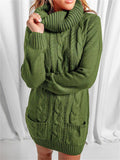 Casual Turtle Neck Knitted Sweater Dresses