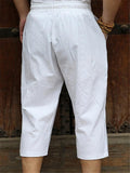 Mens Loose Hipster Cotton&Linen Cropped Pants